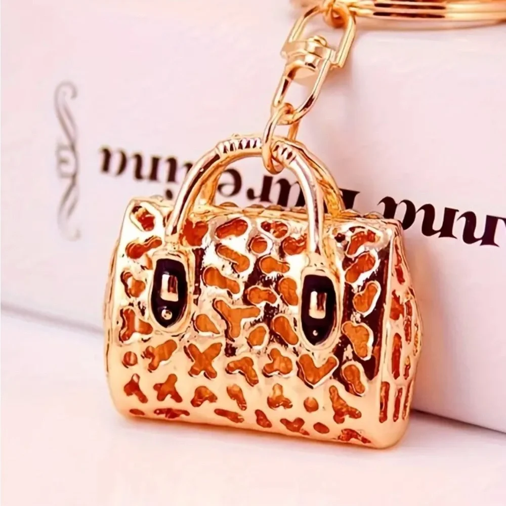 NWT rhinestone and enamel keychain purse charm